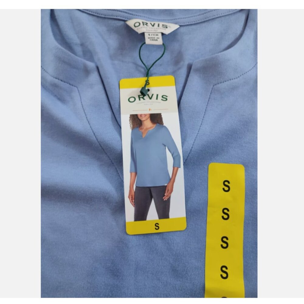 Orvis Ladies' 3/4 Sleeve Pima Cotton Tee/Top with Side Slits